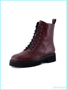 Women's Vegan Leather Combat Boots with Side Zipper